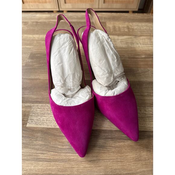 NWT Women's Ann Taylor Kerry Suede Slingback Pump in Rose Violet size 9 Glam - Picture 4 of 6